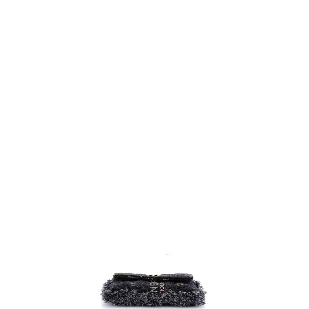 Chanel Denim Mood Flap Clutch with Chain Logo Printed Quilted Fringe Denim - Picture 5 of 6